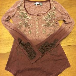 Miss Me Embellished and Crotched Long Sleeve Shirt